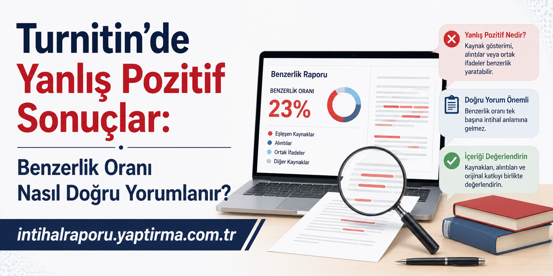 Turnitin’deki yanlış pozitif sonuçlar ve benzerlik oranını doğru yorumlama rehberi.